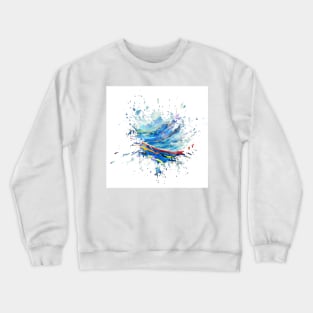 Blue water waves with a splash of colours Crewneck Sweatshirt